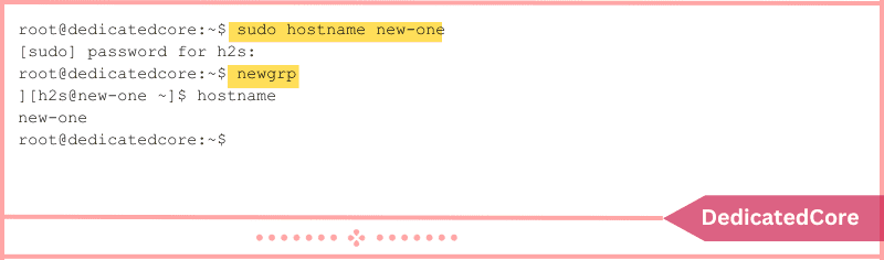 command to change hostname temporarily