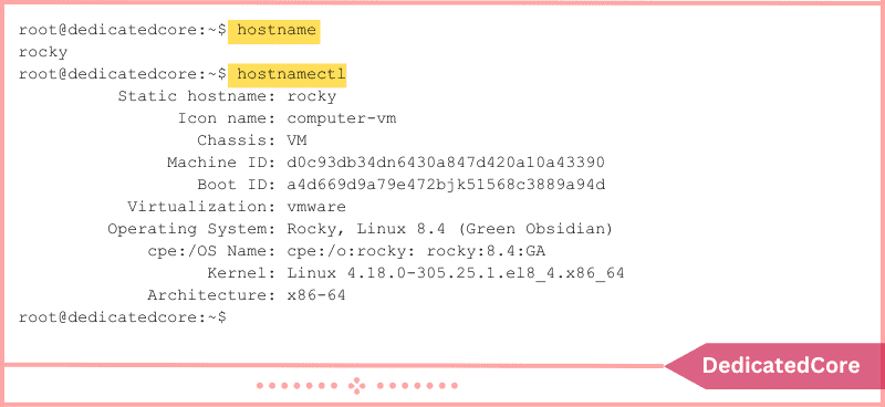 command to check current hostname