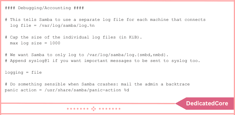 debugging subsection global settings