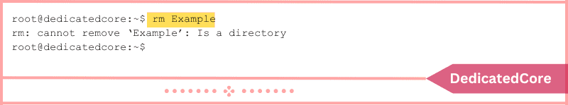 displays error message when removing directory