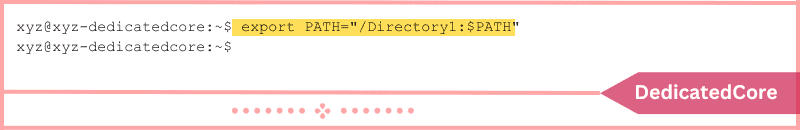 command added Directory1 from home directory to PATH