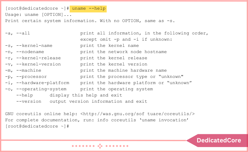 more kernel information using uname command