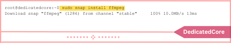 install ffmpeg with sudo snap command