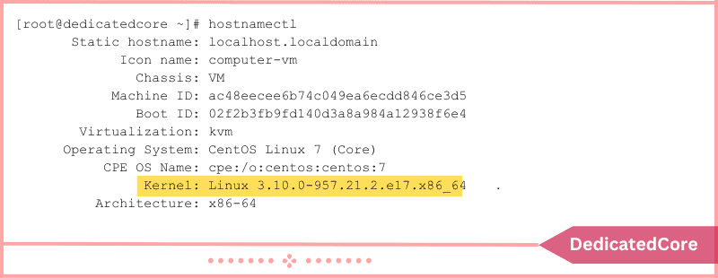 using hostname command check kernel version