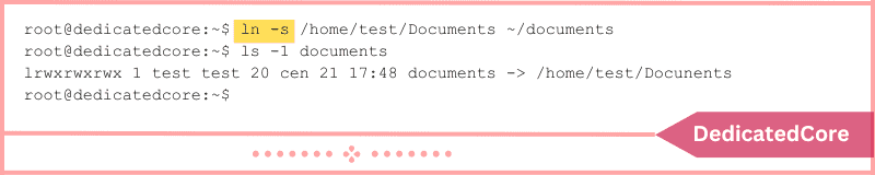 creating a link to directory with ln command