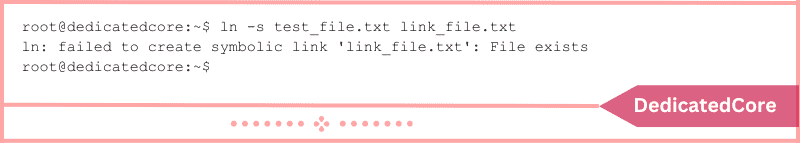 example of error message as link file already exits