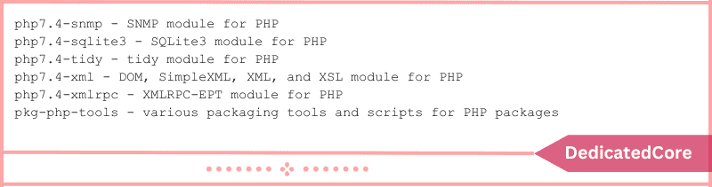 output from apt cache search php less update