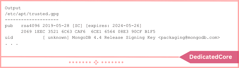 output of mongodb key return