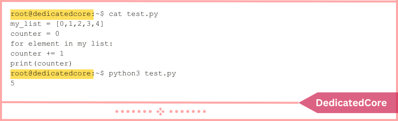 loop counter to determine list length