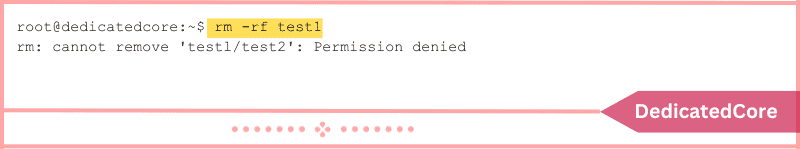 output shows permission denied message