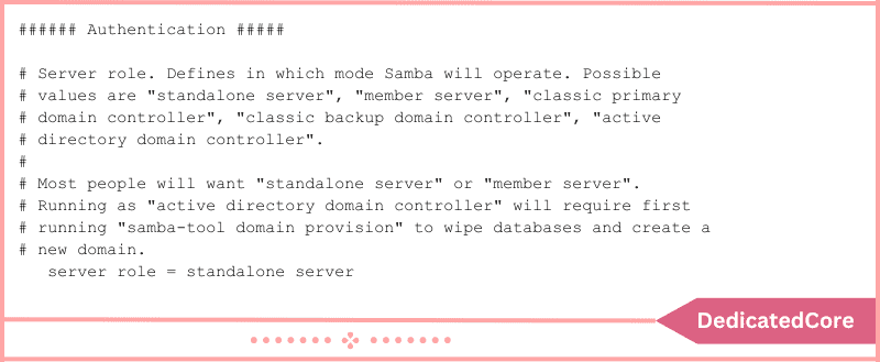 set samba as standalone server