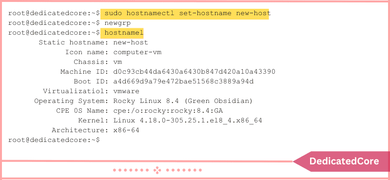 set hostname on rockylinux or almalinux