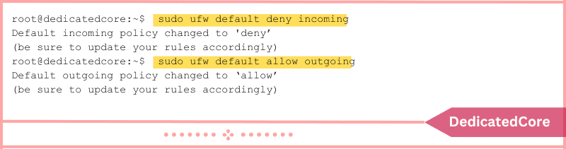 run command to deny incoming connections