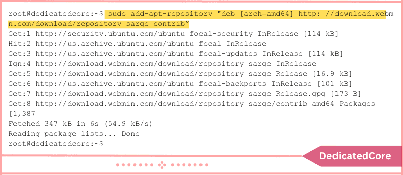 manually add webmin repository