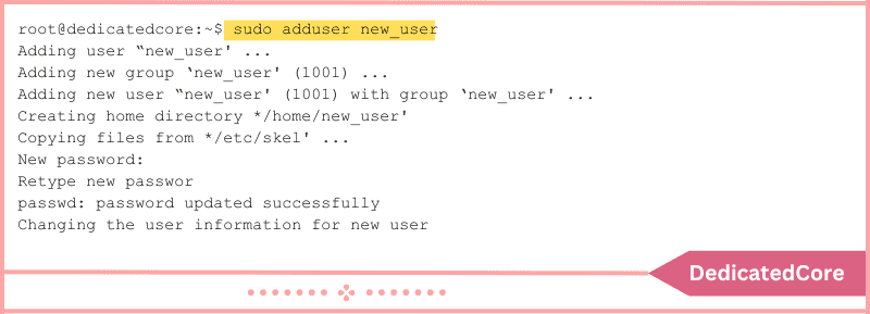 sudo add user output