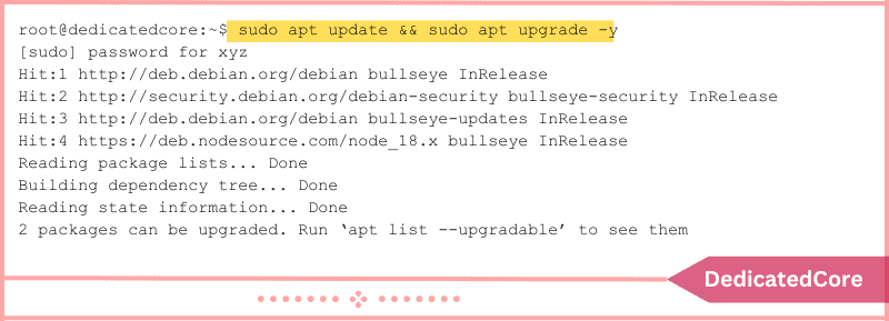 update repository and upgrade packages