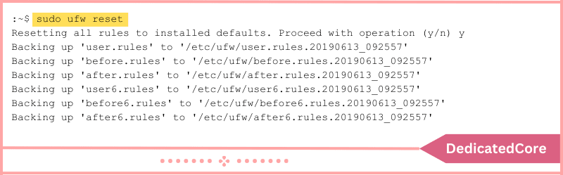 reseting ufw firewall rules