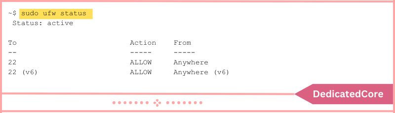 check status of firewall with status command