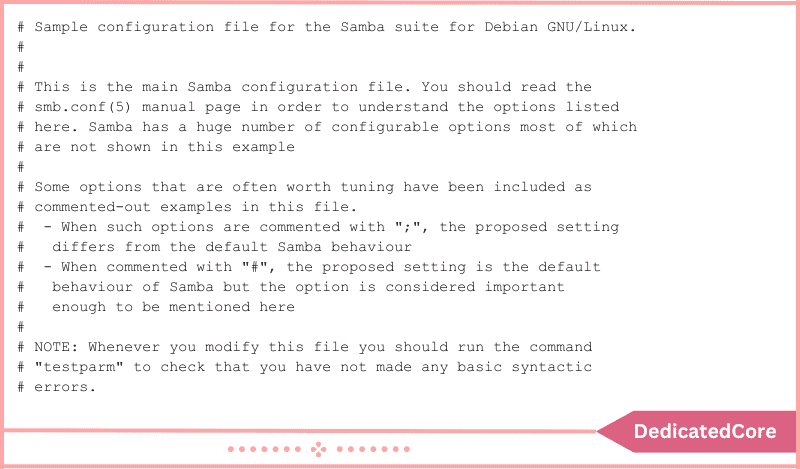 configure samba global options