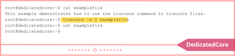 truncating a file using truncate command