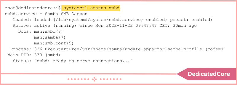 output displays smdb service is running