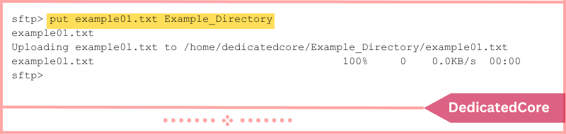 transferring file from local system to specific directory