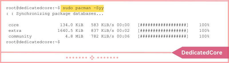 update system package by running command