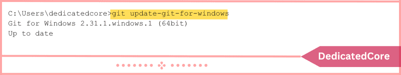using windows command update git