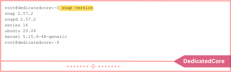 command snap version to verify installation
