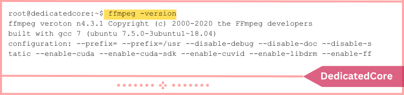 verify ffmpeg is installed run command