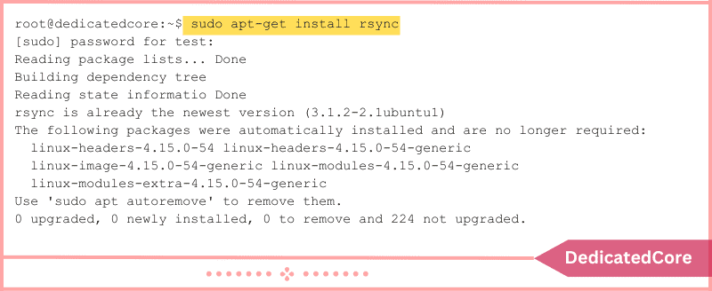 checking if rsync installed on ubuntu