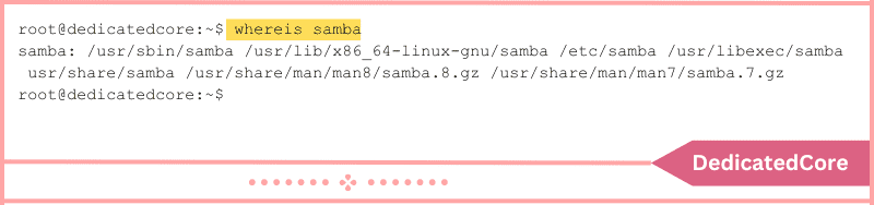 verify with samba terminal output