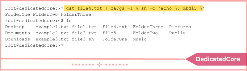 command for xargs multiple commands